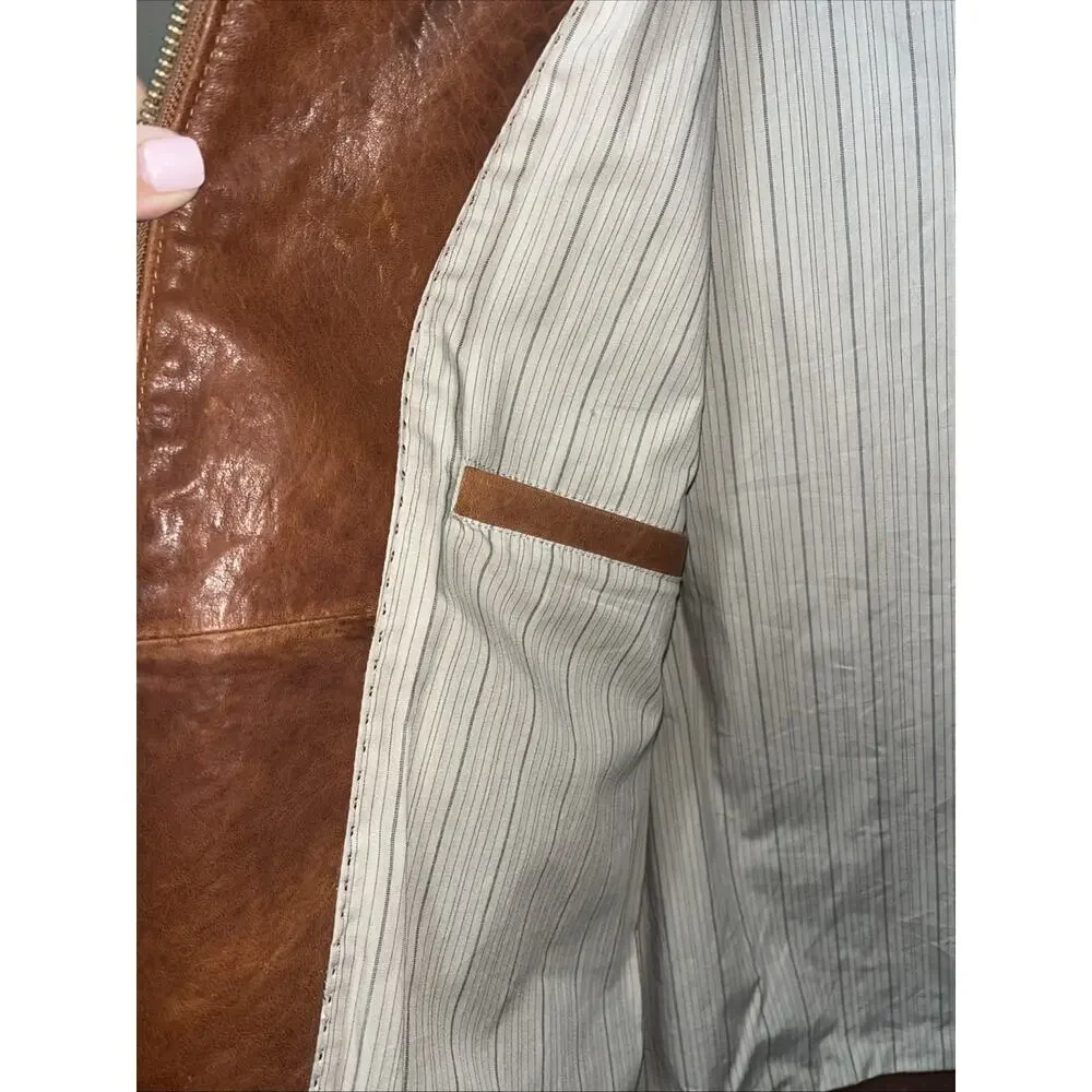Daniel Cremieux Leather Sz Large Jacket Soft Lambskin Leather Tan 90’s VTG NWT - Picture 4 of 10
